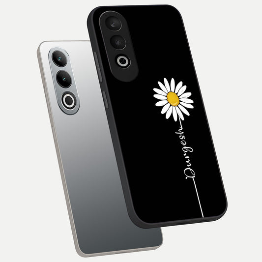  Custom Name White Flower phone case For Oneplus Nord CE4 showing premium glass back cover with detailed artwork