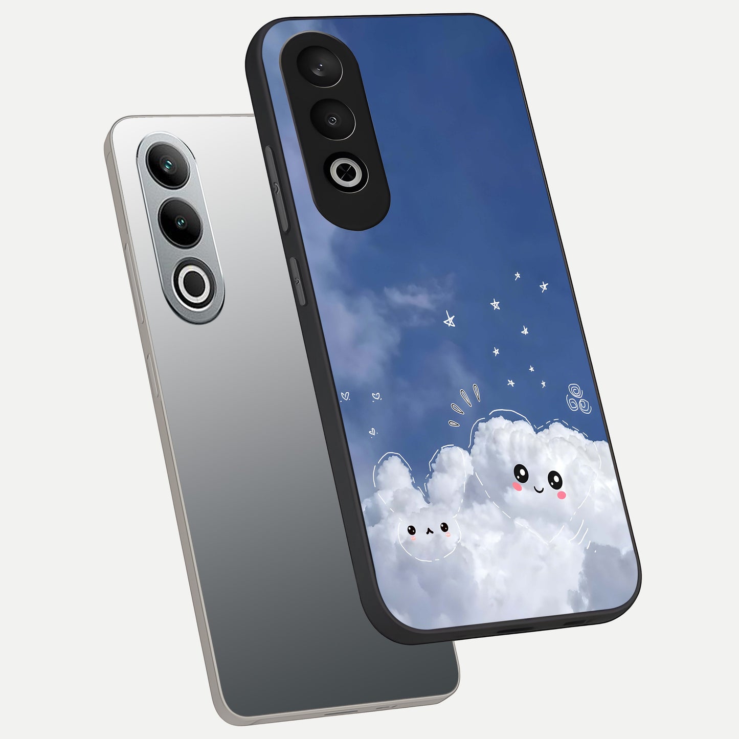  Cute Blossom Cloud phone case For Oneplus Nord CE4 showing premium glass back cover with detailed artwork