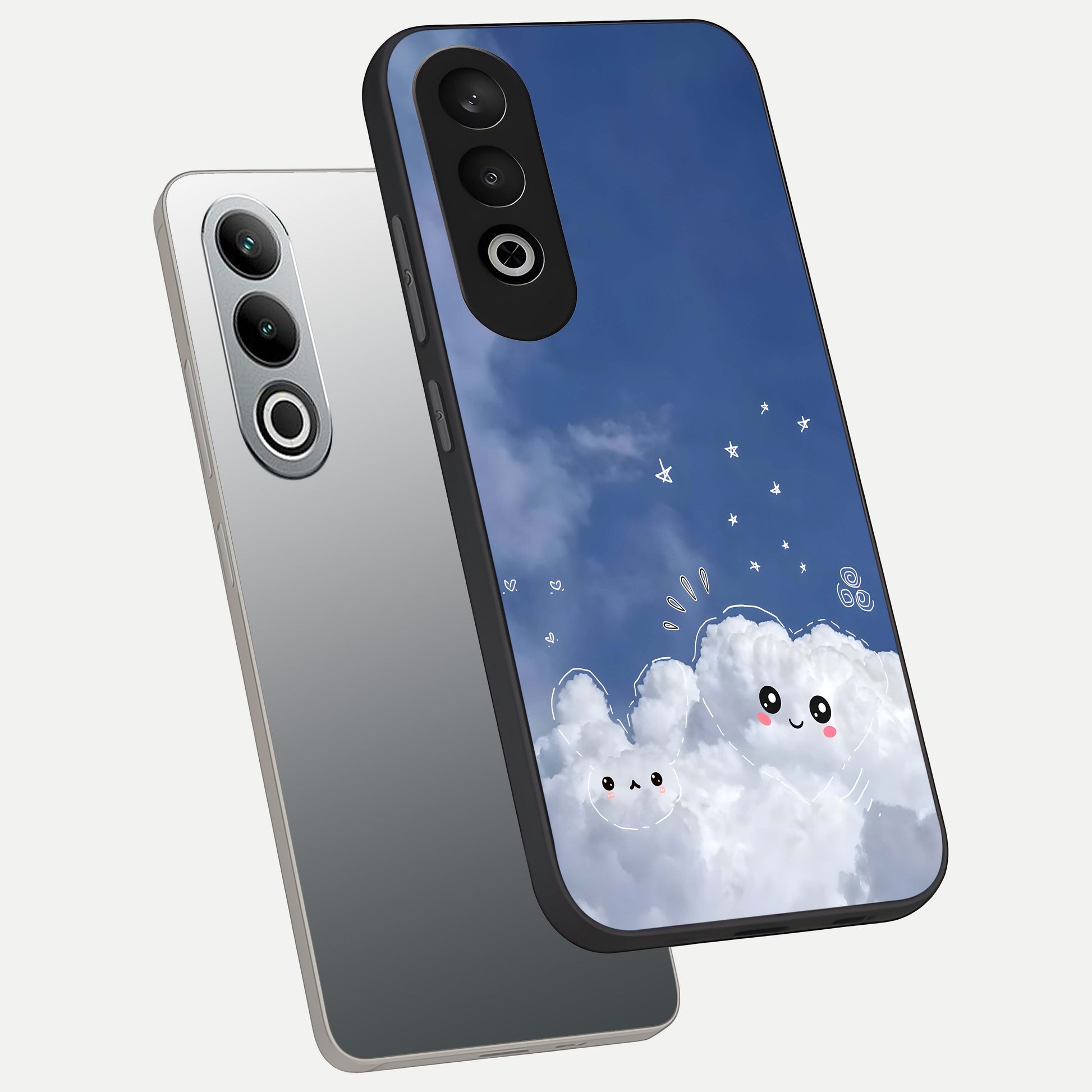  Cute Blossom Cloud phone case For Oneplus Nord CE4 showing premium glass back cover with detailed artwork