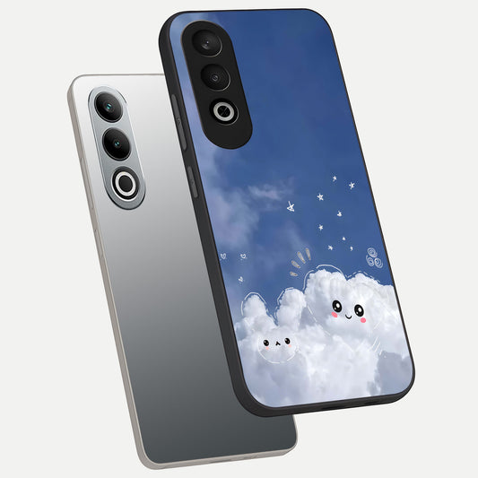  Cute Blossom Cloud phone case For Oneplus Nord CE4 showing premium glass back cover with detailed artwork