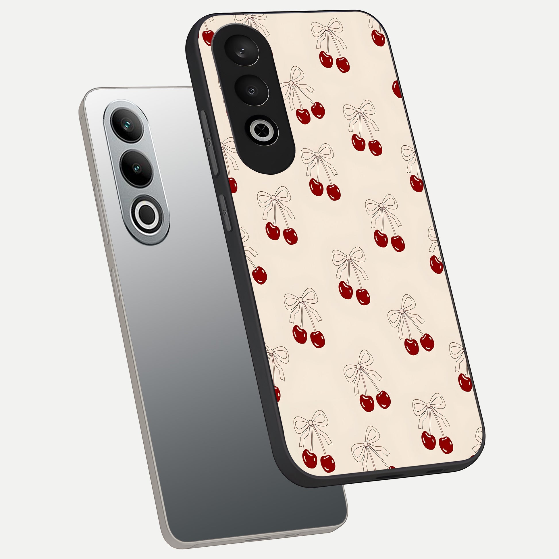  Cute Cherry Pattern phone case For Oneplus Nord CE4 showing premium glass back cover with detailed artwork