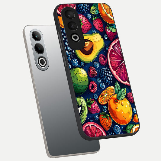  Cute Fruits Art phone case For Oneplus Nord CE4 showing premium glass back cover with detailed artwork