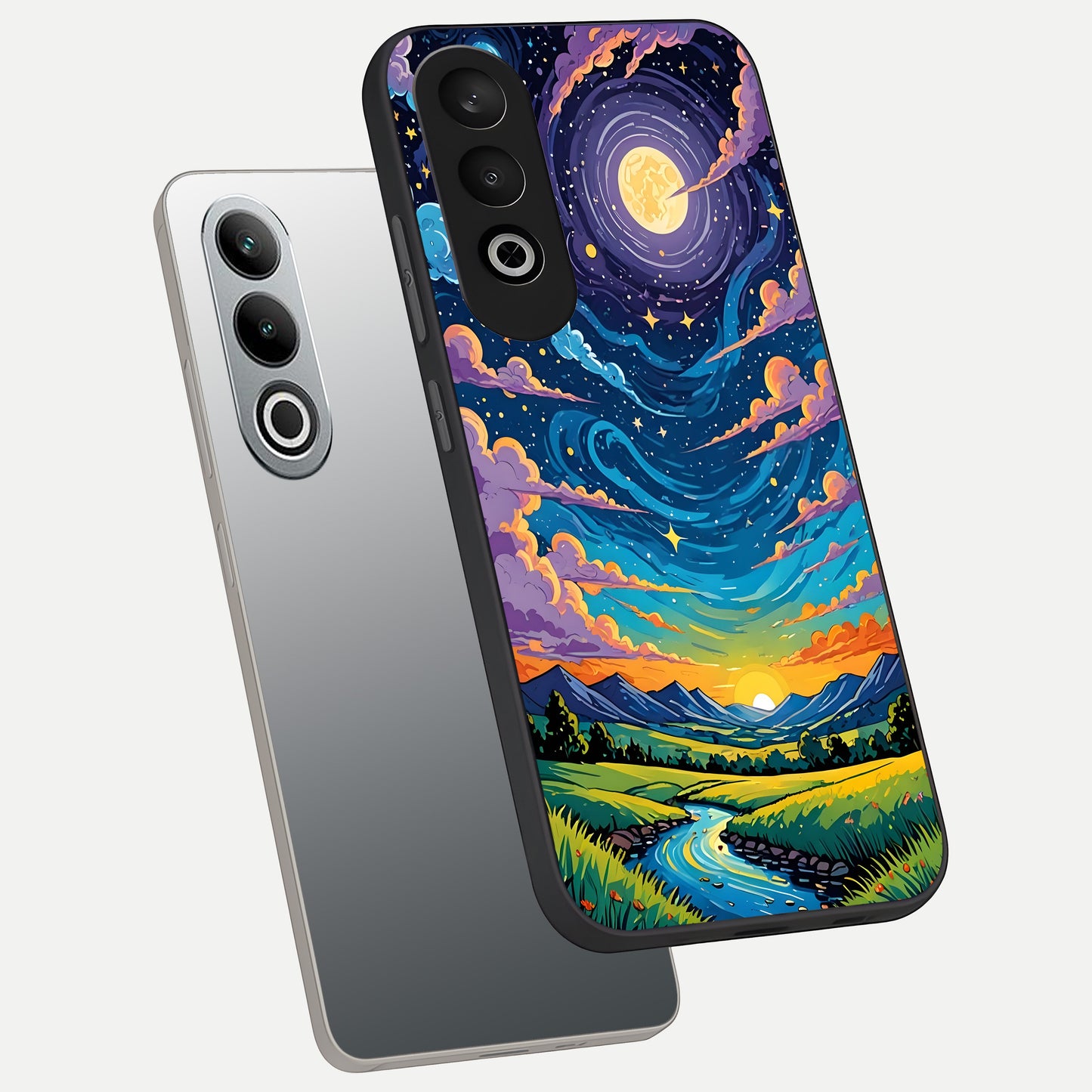  Dreamy Night Landscape phone case For Oneplus Nord CE4 showing premium glass back cover with detailed artwork