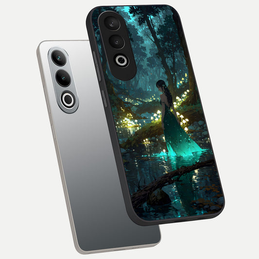  Enchanted Forest Glow phone case For Oneplus Nord CE4 showing premium glass back cover with detailed artwork