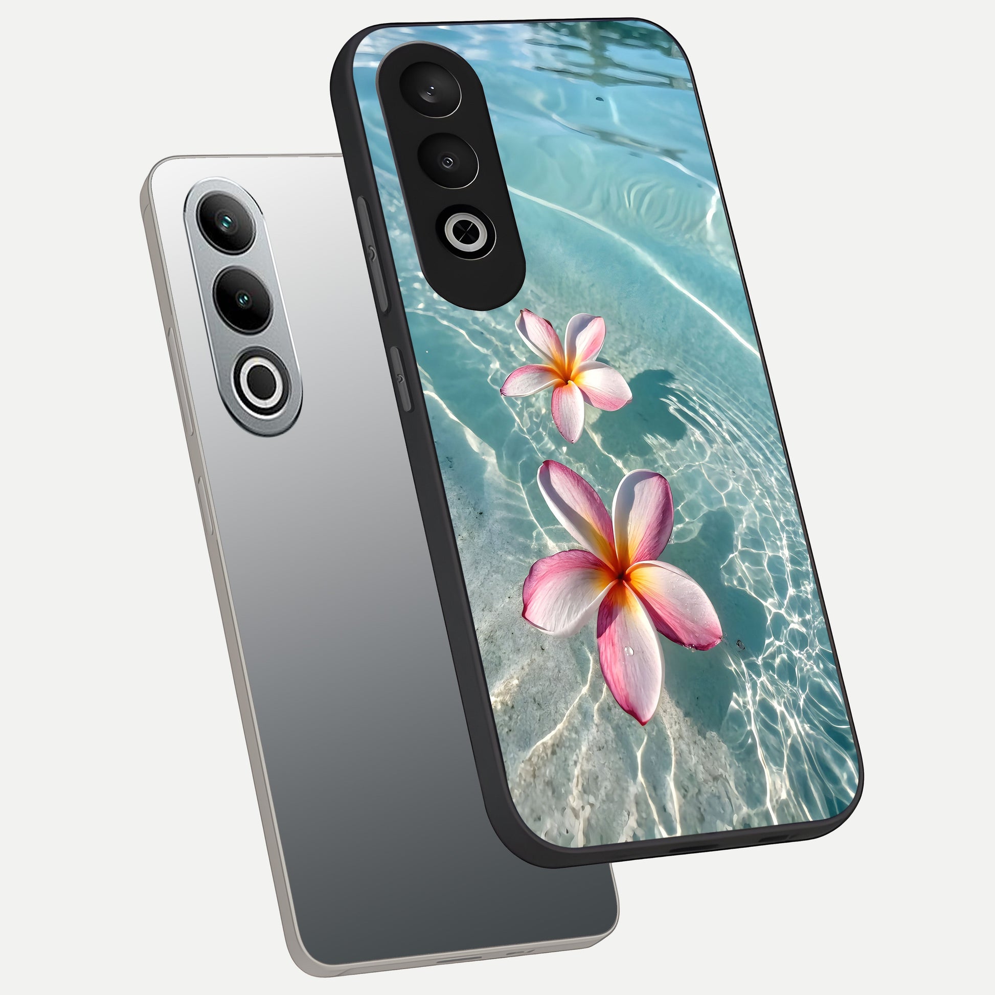  Floating Bloom Bliss phone case For Oneplus Nord CE4 showing premium glass back cover with detailed artwork