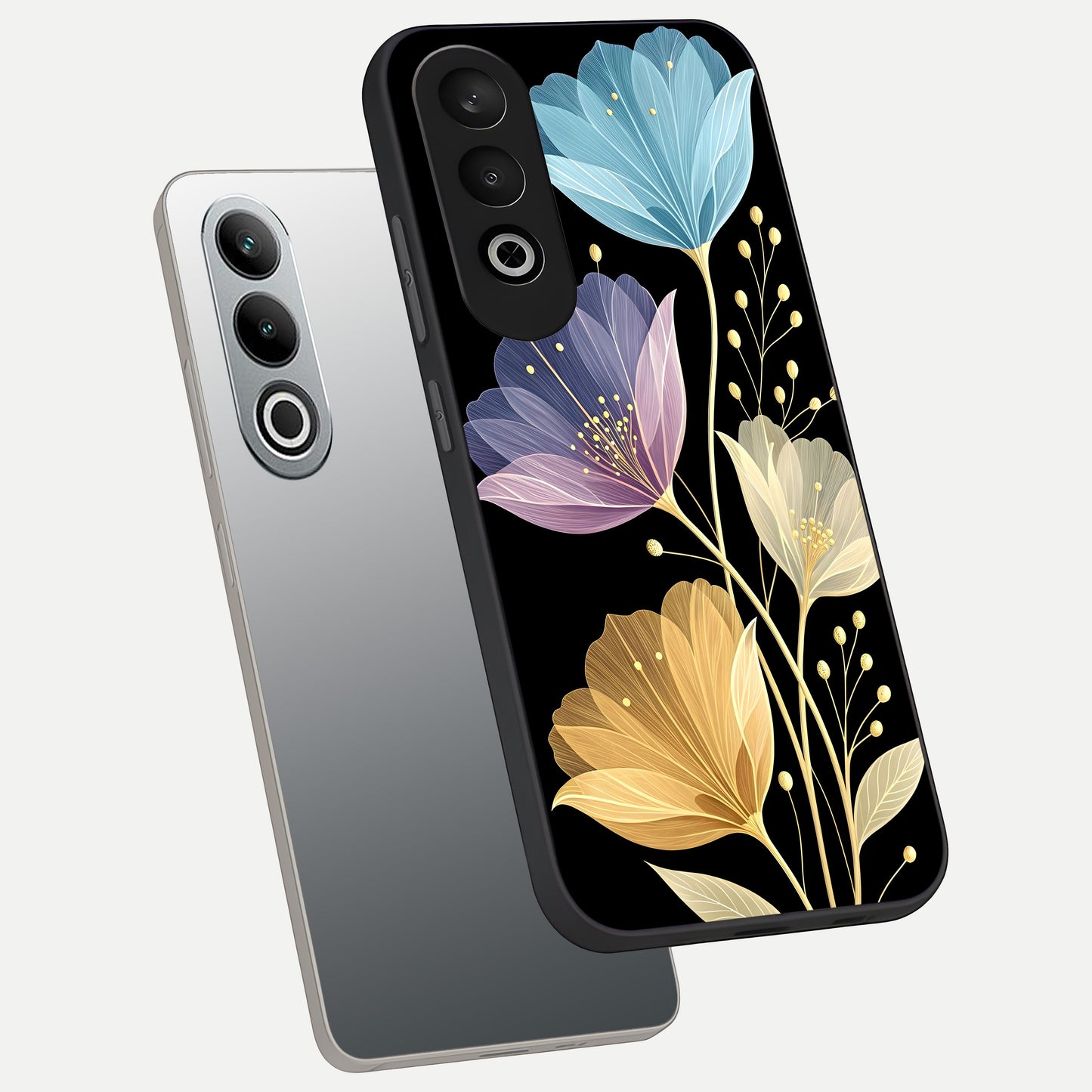  Flower Bloom Glow phone case For Oneplus Nord CE4 showing premium glass back cover with detailed artwork