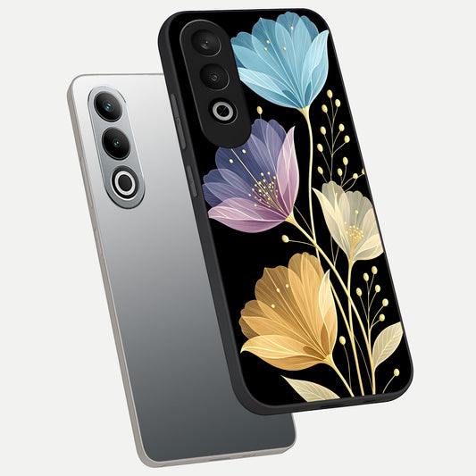  Flower Bloom Glow phone case For Oneplus Nord CE4 showing premium glass back cover with detailed artwork