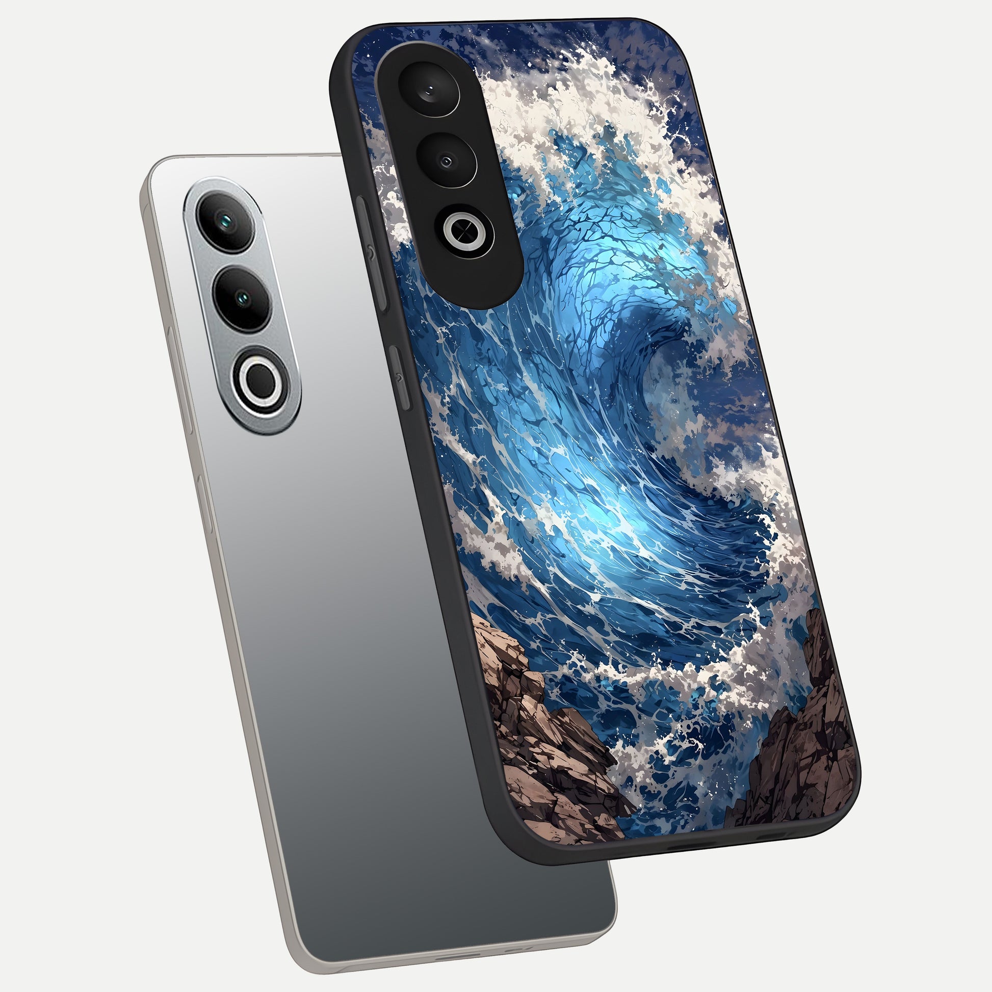  Giant Ocean Wave phone case For Oneplus Nord CE4 showing premium glass back cover with detailed artwork