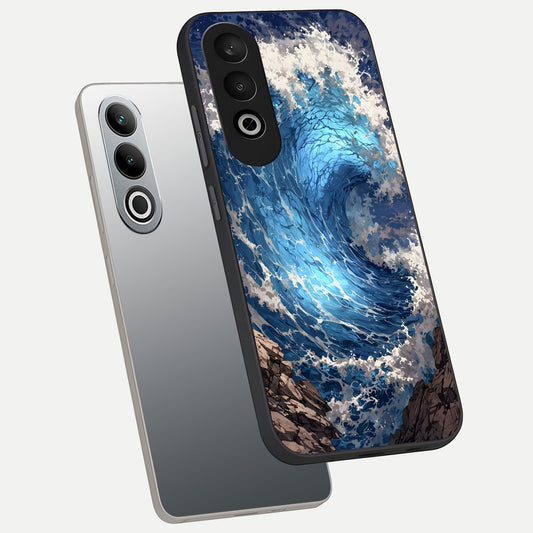  Giant Ocean Wave phone case For Oneplus Nord CE4 showing premium glass back cover with detailed artwork
