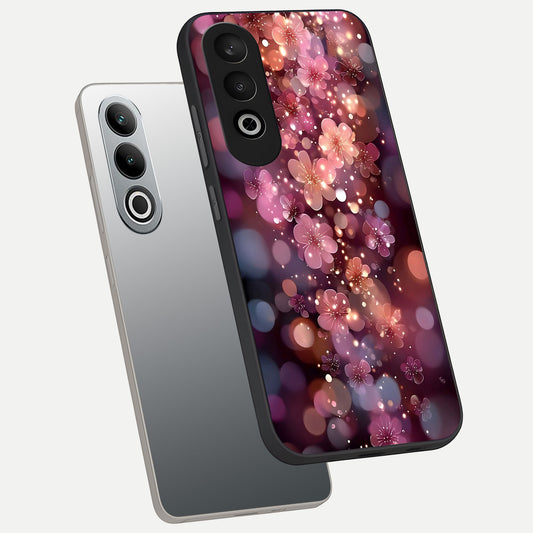  Glowing Petal Bliss phone case For Oneplus Nord CE4 showing premium glass back cover with detailed artwork
