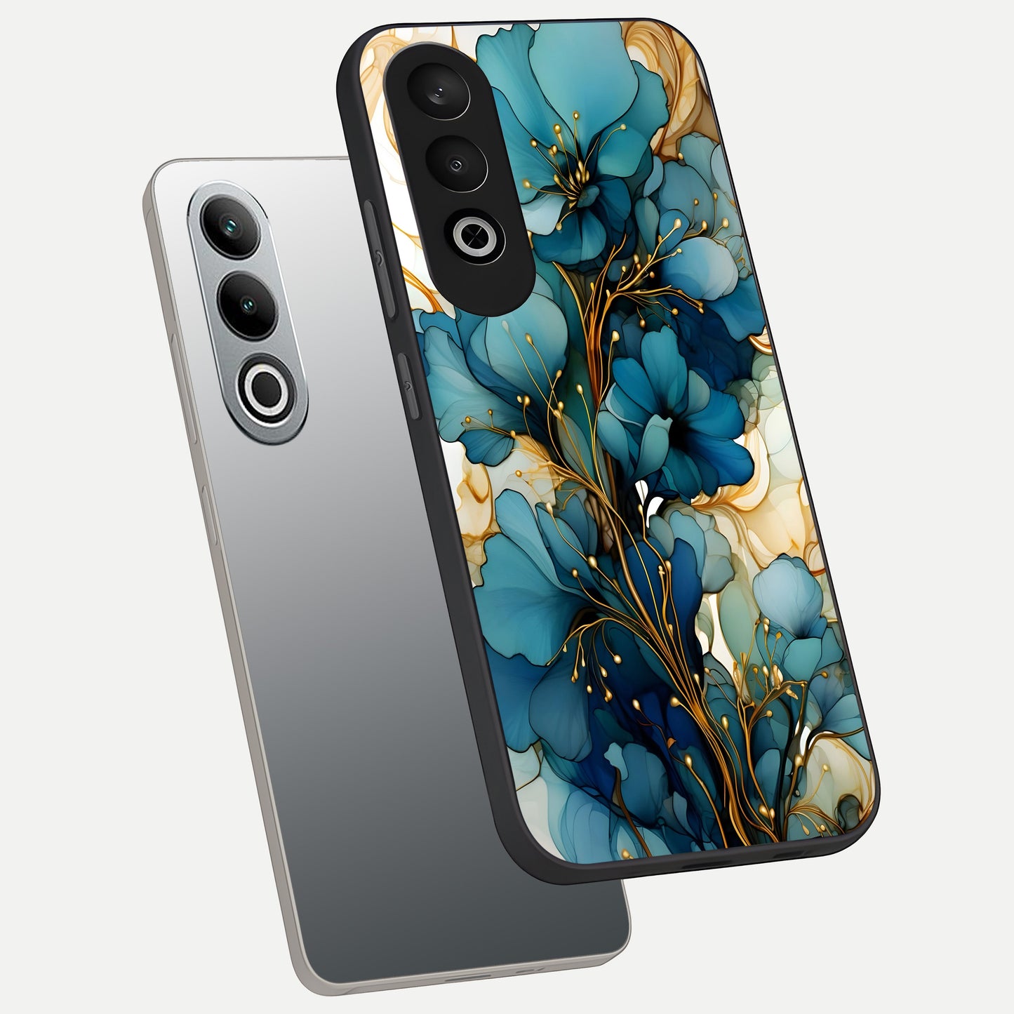  Golden Bloom Symphony phone case For Oneplus Nord CE4 showing premium glass back cover with detailed artwork