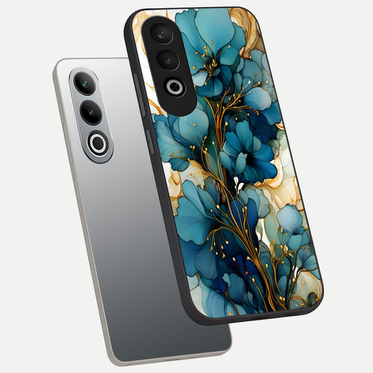  Golden Bloom Symphony phone case For Oneplus Nord CE4 showing premium glass back cover with detailed artwork
