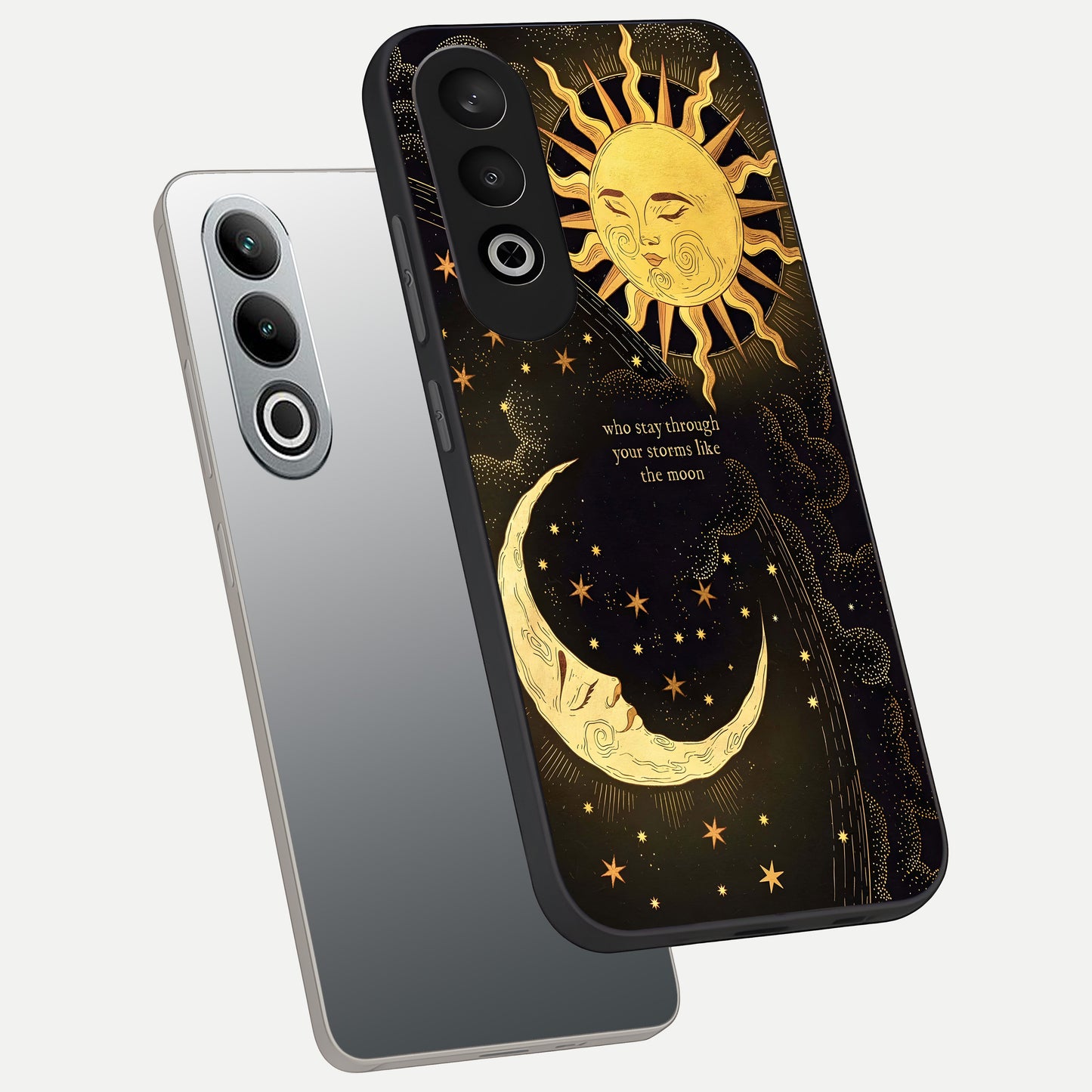  Golden Lunar Love phone case For Oneplus Nord CE4 showing premium glass back cover with detailed artwork
