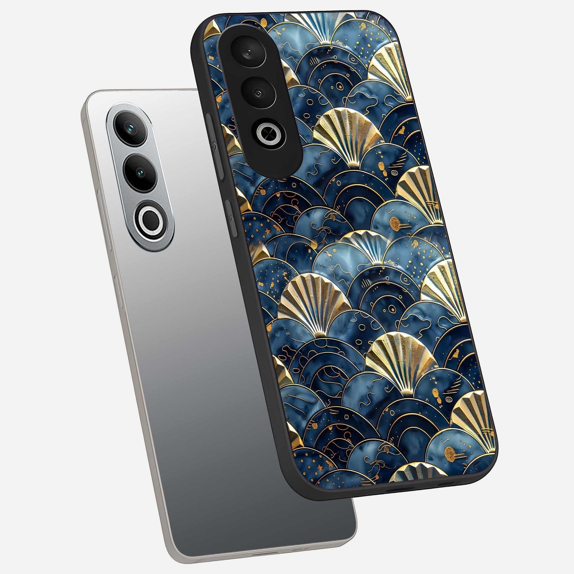  Golden Wave Luxe phone case For Oneplus Nord CE4 showing premium glass back cover with detailed artwork