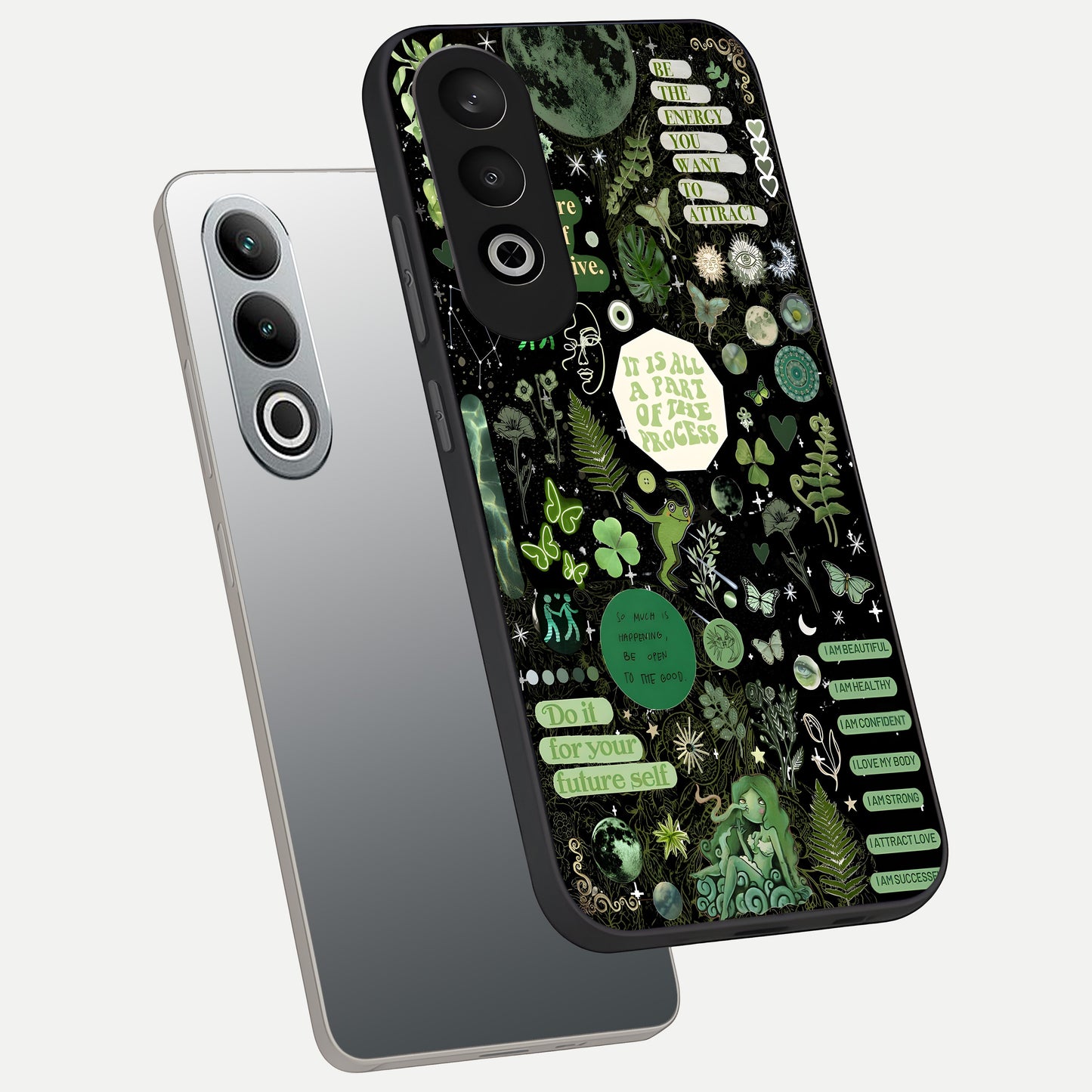  Green Mandala Pattern phone case For Oneplus Nord CE4 showing premium glass back cover with detailed artwork