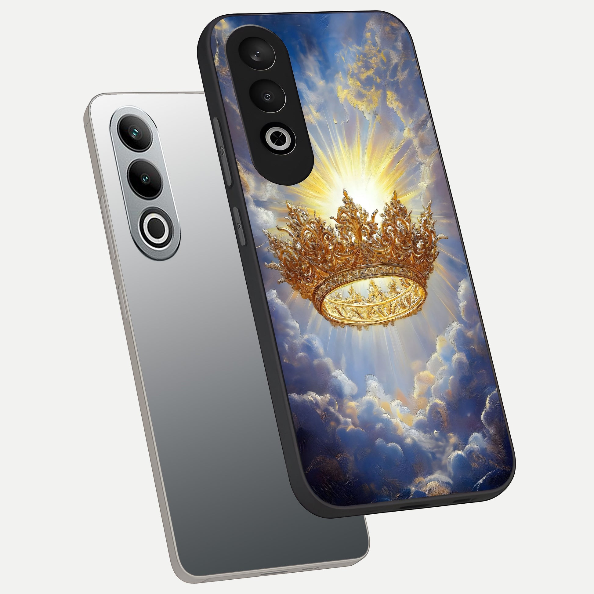  Heavenly Crown Light phone case For Oneplus Nord CE4 showing premium glass back cover with detailed artwork