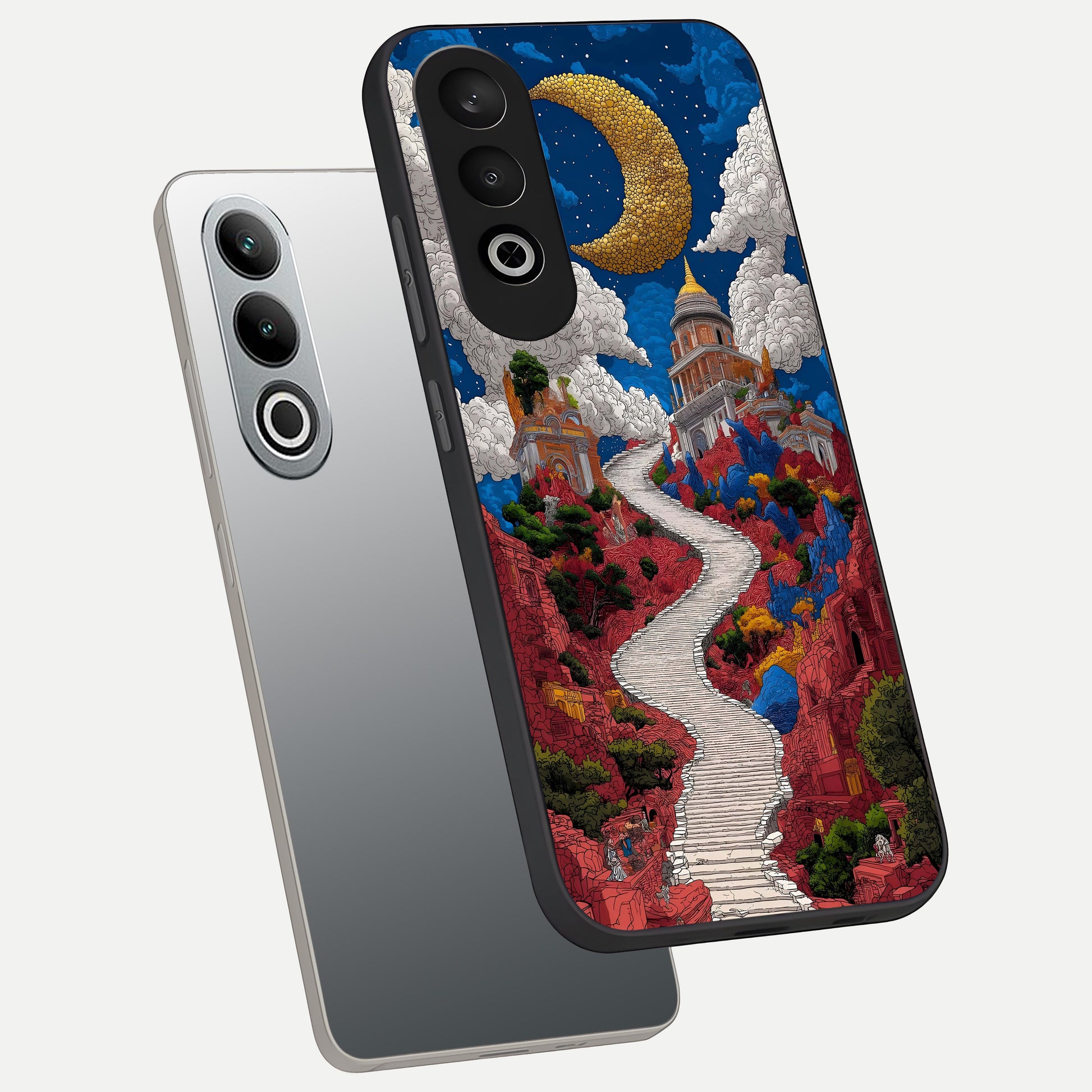  Heavenly Moon Path phone case For Oneplus Nord CE4 showing premium glass back cover with detailed artwork