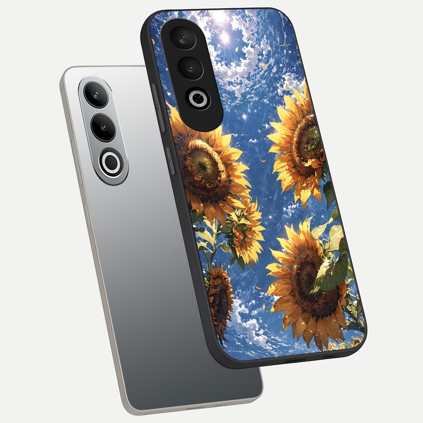 Heavenly Sunflower Rise phone case For Oneplus Nord CE4 showing premium glass back cover with detailed artwork
