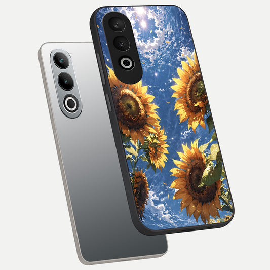  Heavenly Sunflower Rise phone case For Oneplus Nord CE4 showing premium glass back cover with detailed artwork