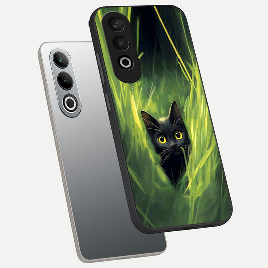  Hidden Cat Whisper phone case For Oneplus Nord CE4 showing premium glass back cover with detailed artwork