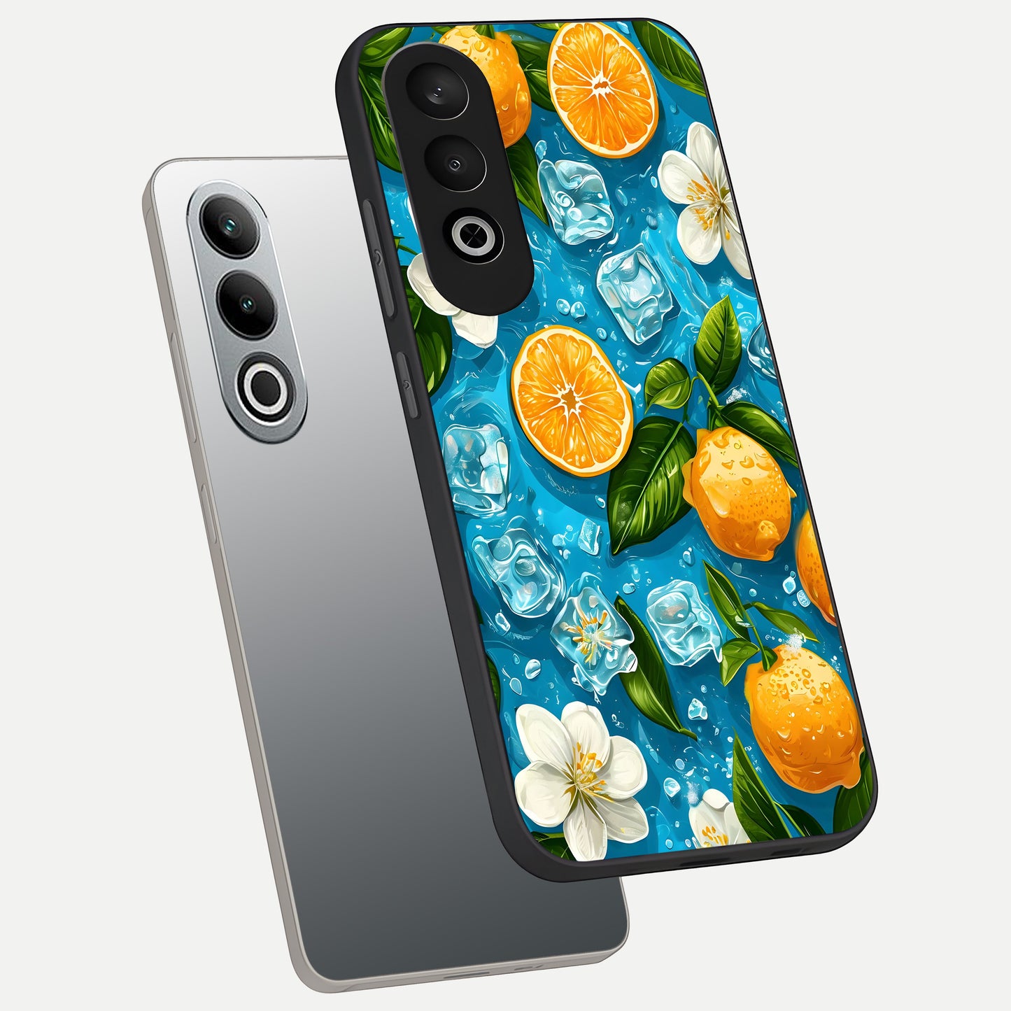  Ice Cube With Orange phone case For Oneplus Nord CE4 showing premium glass back cover with detailed artwork