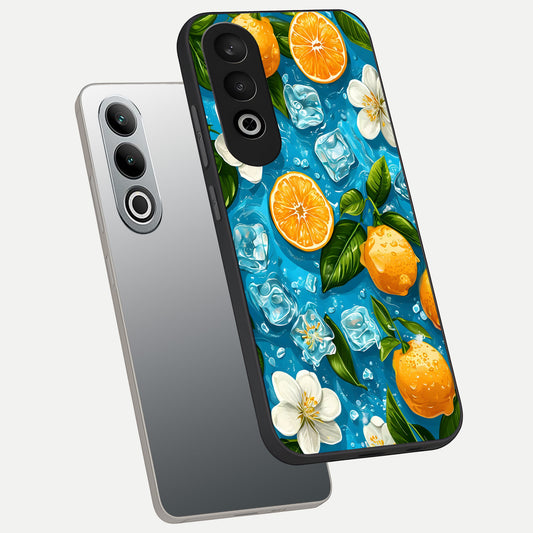  Ice Cube With Orange phone case For Oneplus Nord CE4 showing premium glass back cover with detailed artwork