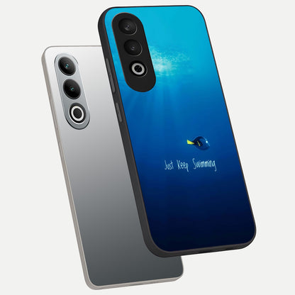  Just Keep Swimming phone case For Oneplus Nord CE4 showing premium glass back cover with detailed artwork