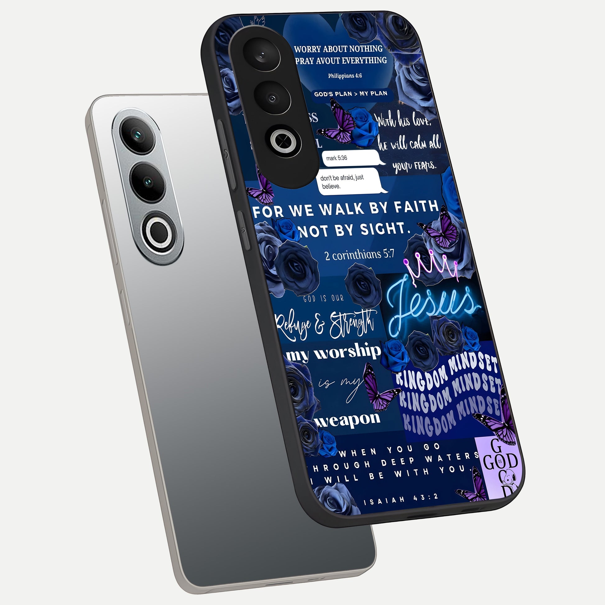  Kingdom Faith Glow phone case For Oneplus Nord CE4 showing premium glass back cover with detailed artwork