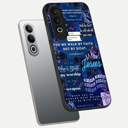  Kingdom Faith Glow phone case For Oneplus Nord CE4 showing premium glass back cover with detailed artwork