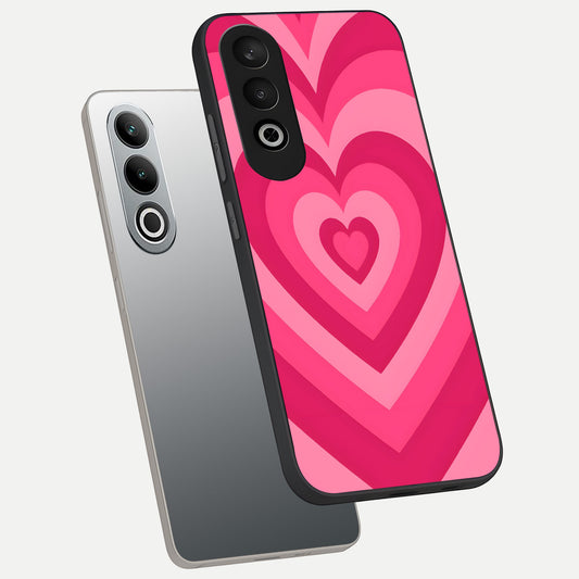  Layered Love Hearts phone case For Oneplus Nord CE4 showing premium glass back cover with detailed artwork