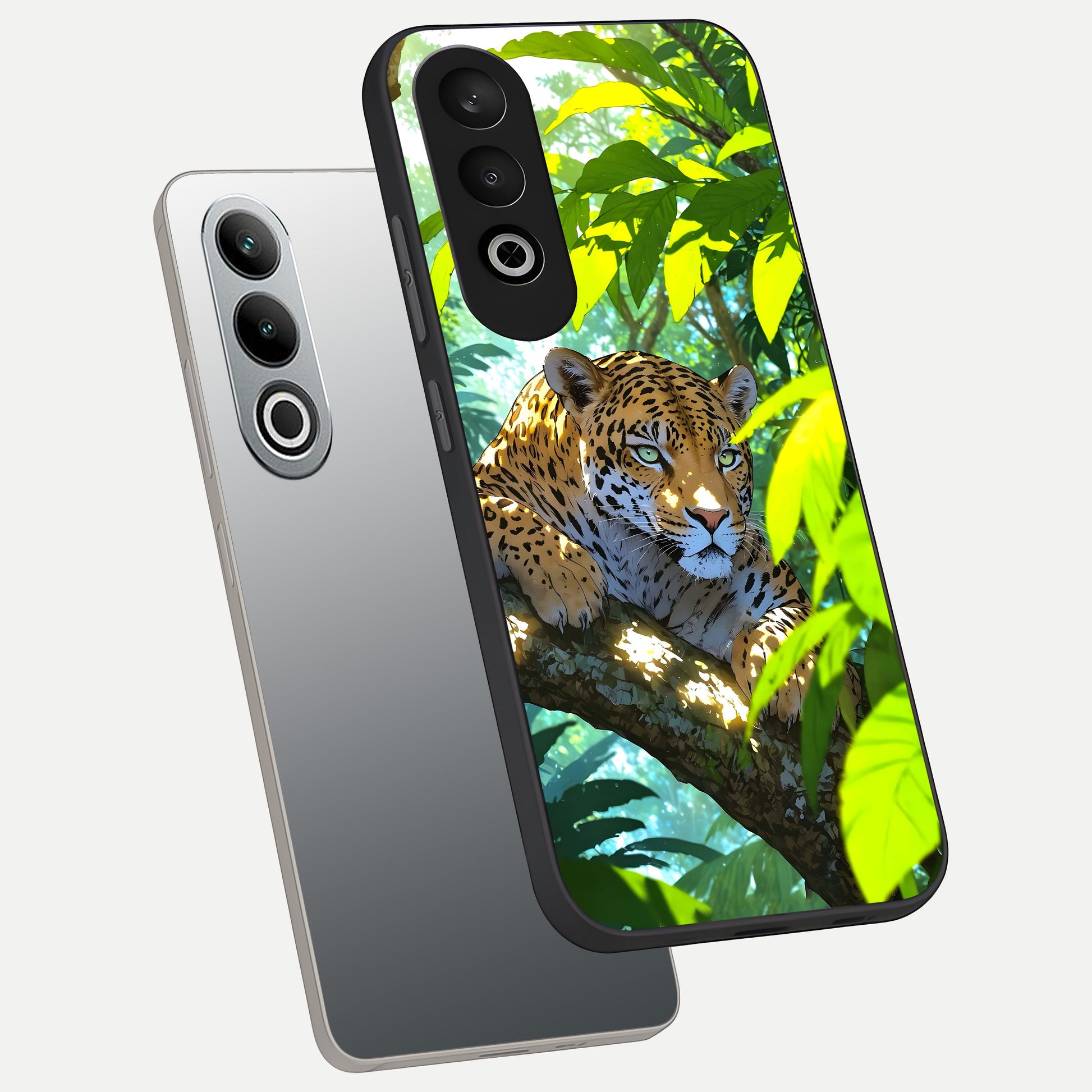  Leopard in Jungle phone case For Oneplus Nord CE4 showing premium glass back cover with detailed artwork