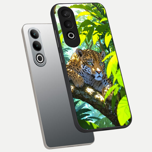  Leopard in Jungle phone case For Oneplus Nord CE4 showing premium glass back cover with detailed artwork