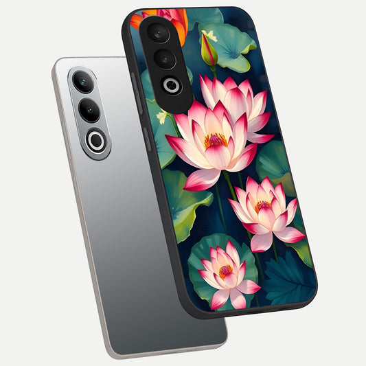  Lotus Dream Serenity phone case For Oneplus Nord CE4 showing premium glass back cover with detailed artwork