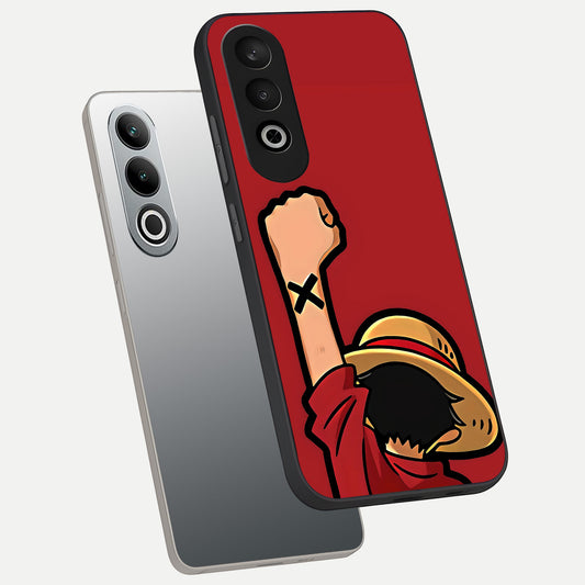  Luffy X Spirit phone case For Oneplus Nord CE4 showing premium glass back cover with detailed artwork