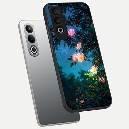  Midnight Bloom Glow phone case For Oneplus Nord CE4 showing premium glass back cover with detailed artwork