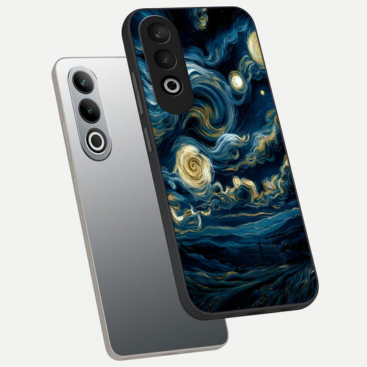  Midnight Sky Whirl phone case For Oneplus Nord CE4 showing premium glass back cover with detailed artwork