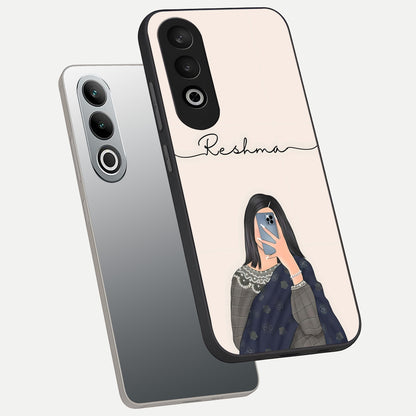  Mirror Mood Muse With Custom Name phone case For Oneplus Nord CE4 showing premium glass back cover with detailed artwork