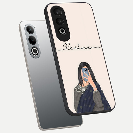  Mirror Mood Muse With Custom Name phone case For Oneplus Nord CE4 showing premium glass back cover with detailed artwork