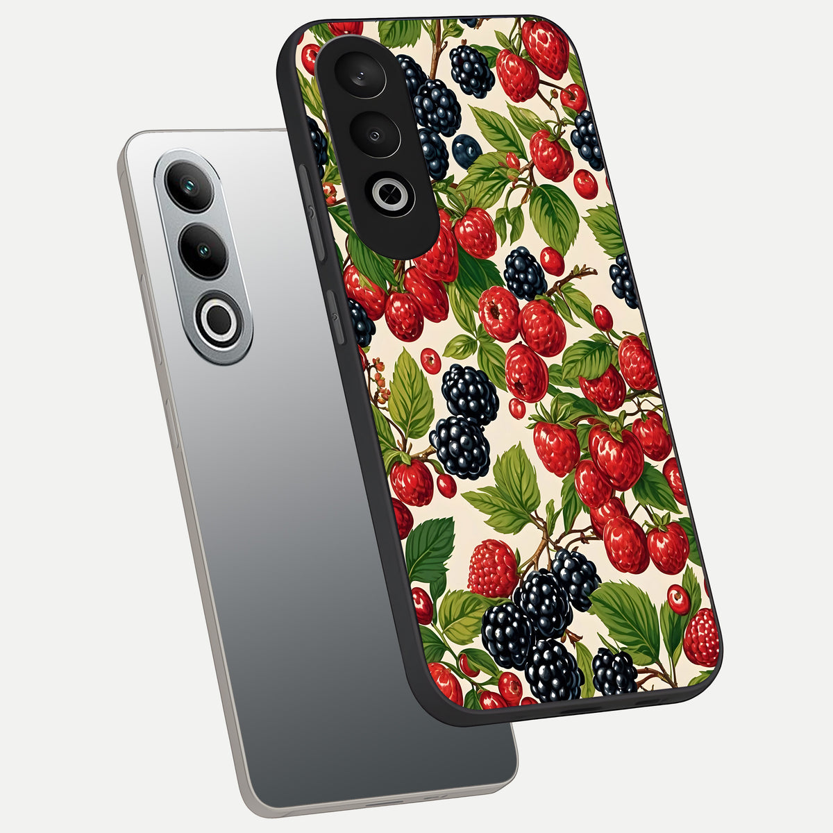  Mixed Berry Collage phone case For Oneplus Nord CE4 showing premium glass back cover with detailed artwork