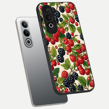  Mixed Berry Collage phone case For Oneplus Nord CE4 showing premium glass back cover with detailed artwork