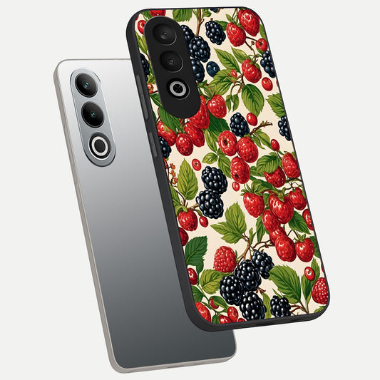  Mixed Berry Collage phone case For Oneplus Nord CE4 showing premium glass back cover with detailed artwork