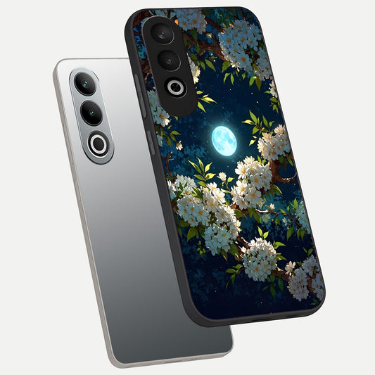  Moonlit Blossom Dream phone case For Oneplus Nord CE4 showing premium glass back cover with detailed artwork