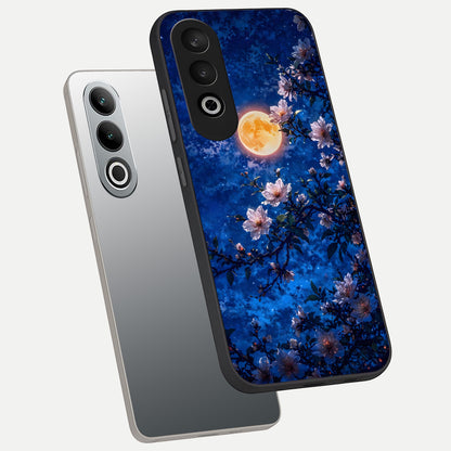  Moonlit Blossoms Night phone case For Oneplus Nord CE4 showing premium glass back cover with detailed artwork