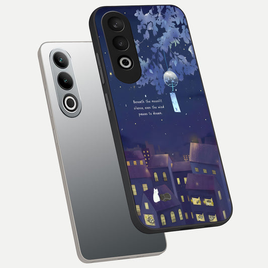  Moonlit Cat Silence phone case For Oneplus Nord CE4 showing premium glass back cover with detailed artwork
