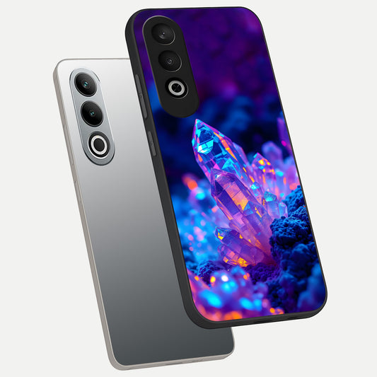 Neon Aura Shards phone case For Oneplus Nord CE4 showing premium glass back cover with detailed artwork