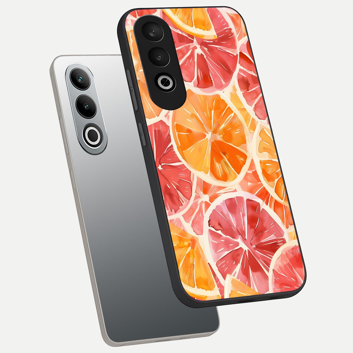  Orange Fruits Pattern phone case For Oneplus Nord CE4 showing premium glass back cover with detailed artwork