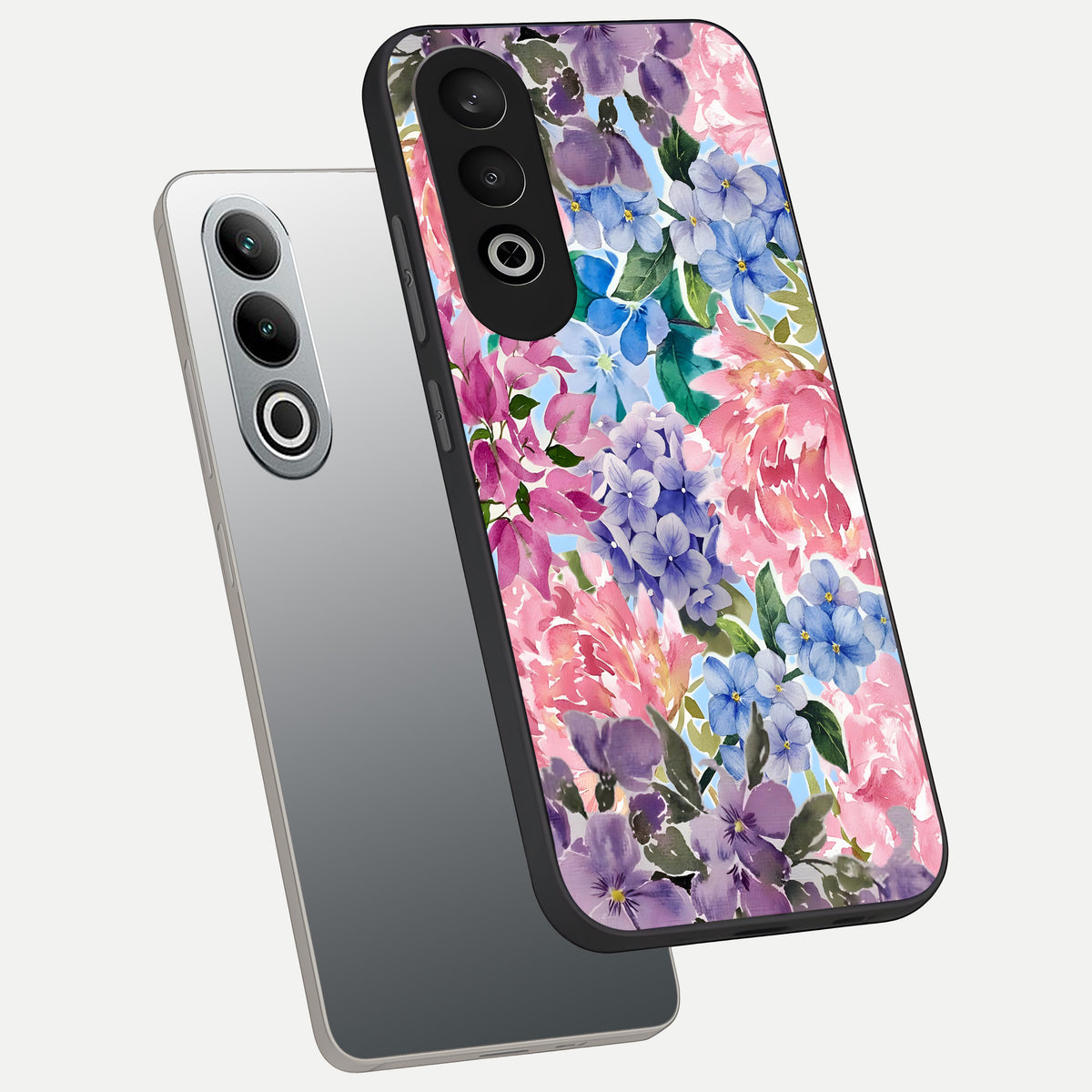  Pastel Floral Mix phone case For Oneplus Nord CE4 showing premium glass back cover with detailed artwork