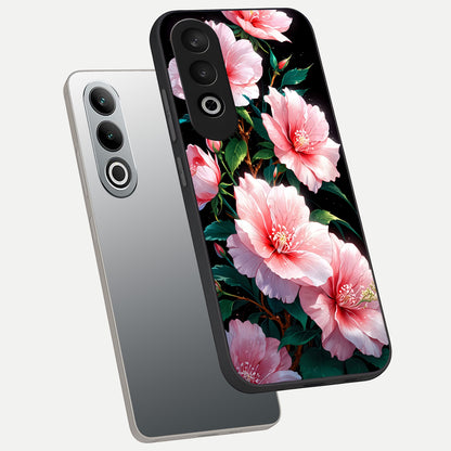  Peach Flower phone case For Oneplus Nord CE4 showing premium glass back cover with detailed artwork