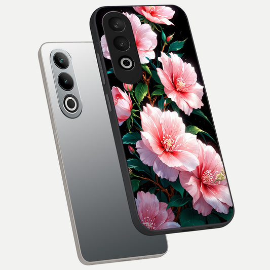  Peach Flower phone case For Oneplus Nord CE4 showing premium glass back cover with detailed artwork