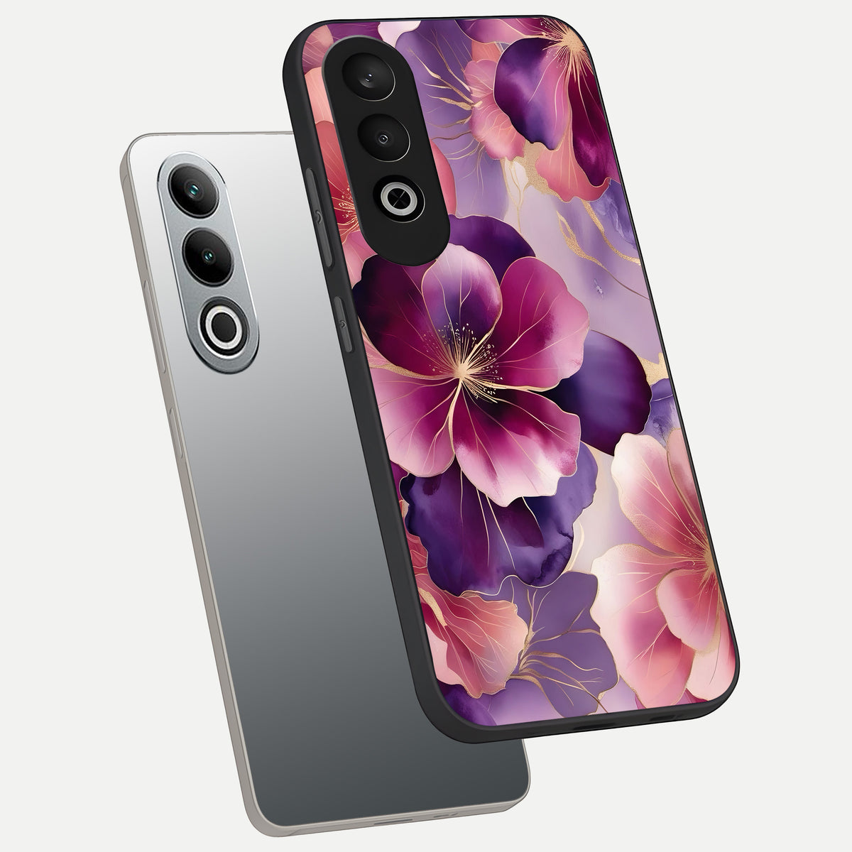  Pink Bouquet Florals phone case For Oneplus Nord CE4 showing premium glass back cover with detailed artwork